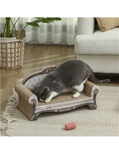 PawHut 2-in-1 Cat Scratcher with Organic Catnip for Indoor Cats, 29.5 x 56 x 26cm, Brown