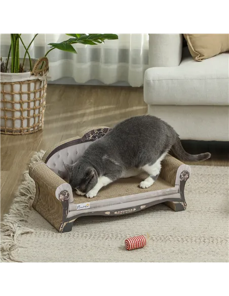 PawHut 2-in-1 Cat Scratcher with Organic Catnip for Indoor Cats, 29.5 x 56 x 26cm, Brown