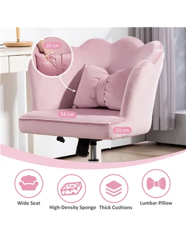 HOMCOM Velvet-Feel Petal Back Office Chair - Pink