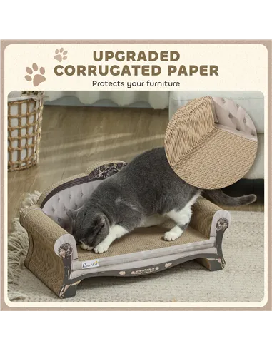 PawHut 2-in-1 Cat Scratcher with Organic Catnip for Indoor Cats, 29.5 x 56 x 26cm, Brown