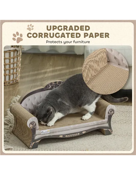 PawHut 2-in-1 Cat Scratcher with Organic Catnip for Indoor Cats, 29.5 x 56 x 26cm, Brown