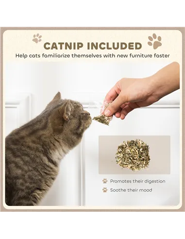 PawHut 2-in-1 Cat Scratcher with Organic Catnip for Indoor Cats, 29.5 x 56 x 26cm, Brown