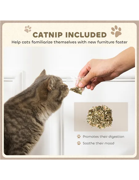 PawHut 2-in-1 Cat Scratcher with Organic Catnip for Indoor Cats, 29.5 x 56 x 26cm, Brown