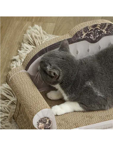 PawHut 2-in-1 Cat Scratcher with Organic Catnip for Indoor Cats, 29.5 x 56 x 26cm, Brown