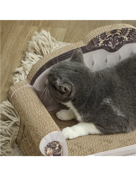 PawHut 2-in-1 Cat Scratcher with Organic Catnip for Indoor Cats, 29.5 x 56 x 26cm, Brown