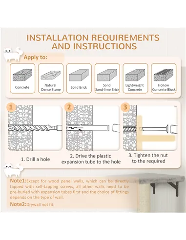 PawHut 6-Piece Cat Wall Shelves Set with Condo, Cat Wall Furniture with Platforms, Sisal Scratching Post, Bed, Toy Ball, Grey