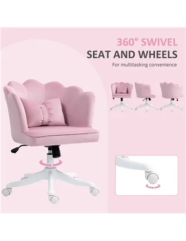 HOMCOM Velvet-Feel Petal Back Office Chair - Pink