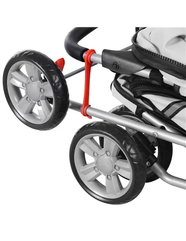 PawHut Pet Stroller for Small Miniature Dogs Cats Foldable Travel Carriage with Wheels Zipper Entry Cup Holder Storage Basket Gr