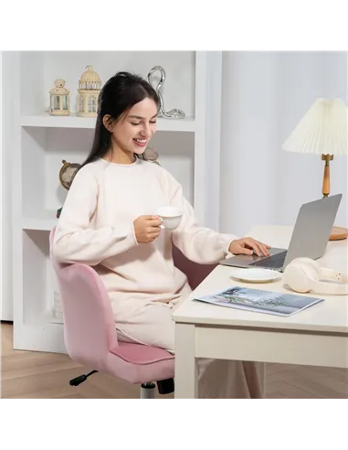 HOMCOM Velvet-Feel Petal Back Office Chair - Pink