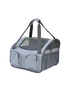 PawHut Pet Carrier Folding Bag Car Seat Cat Dog Puppy Kennel Portable Travel Cage Tote Case Mesh Holder House Grey