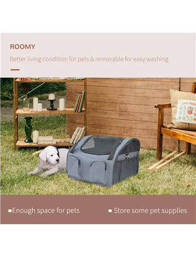 PawHut Pet Carrier Folding Bag Car Seat Cat Dog Puppy Kennel Portable Travel Cage Tote Case Mesh Holder House Grey