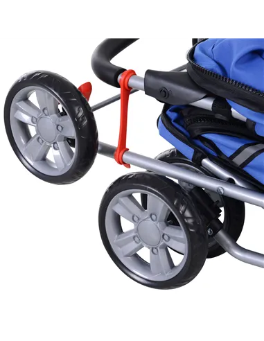 PawHut Pet Stroller for Small Miniature Dogs Cats Foldable Travel Carriage with Wheels Zipper Entry Cup Holder Storage Basket Bl