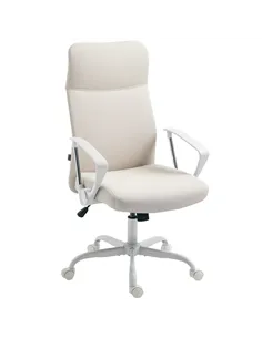 HOMCOM Fabric High Back Office Chair - Cream White