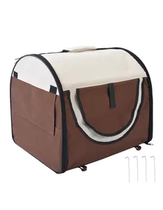 Pawhut Folding Fabric Soft Pet Crate, 46Lx36Wx41H cm - Brown