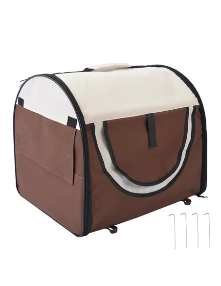 Pawhut Folding Fabric Soft Pet Crate, 46Lx36Wx41H cm - Brown