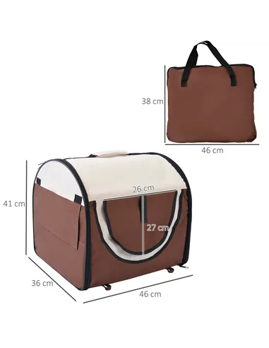 Pawhut Folding Fabric Soft Pet Crate, 46Lx36Wx41H cm - Brown