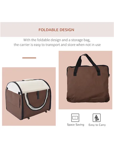 Pawhut Folding Fabric Soft Pet Crate, 46Lx36Wx41H cm - Brown