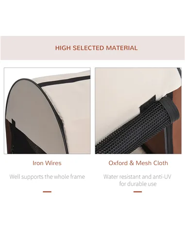 Pawhut Folding Fabric Soft Pet Crate, 46Lx36Wx41H cm - Brown