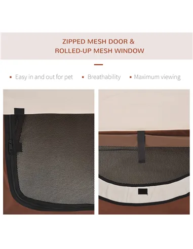 Pawhut Folding Fabric Soft Pet Crate, 46Lx36Wx41H cm - Brown