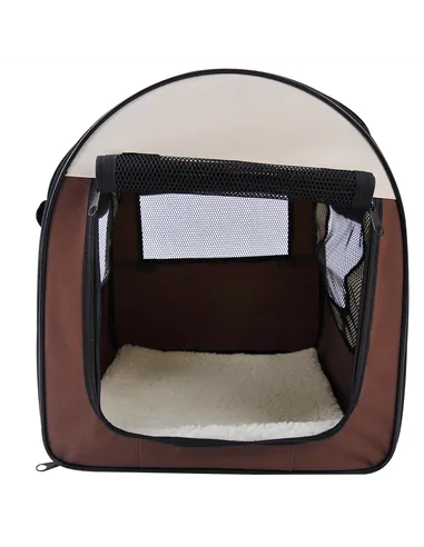 Pawhut Folding Fabric Soft Pet Crate, 46Lx36Wx41H cm - Brown