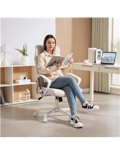 HOMCOM Fabric High Back Office Chair - Cream White 2
