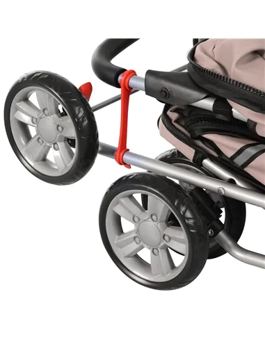 PawHut Pet Stroller for Small Miniature Dogs Cats Foldable Travel Carriage with Wheels Zipper Entry Cup Holder Storage Basket Br