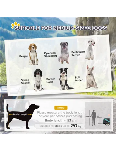 PawHut Folding Dog Bike Trailer Pet Cart Carrier for Bicycle Travel in Steel Frame with Hitch Coupler - Light Blue & Grey