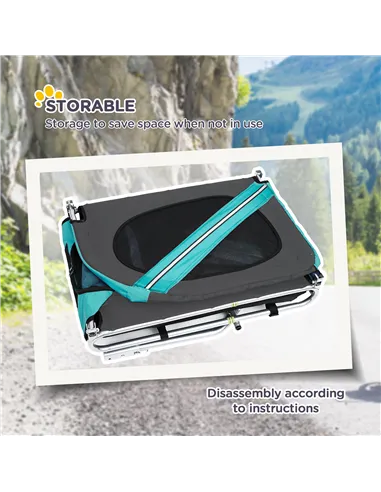 PawHut Folding Dog Bike Trailer Pet Cart Carrier for Bicycle Travel in Steel Frame with Hitch Coupler - Light Blue & Grey