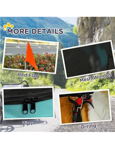 PawHut Folding Dog Bike Trailer Pet Cart Carrier for Bicycle Travel in Steel Frame with Hitch Coupler - Light Blue & Grey