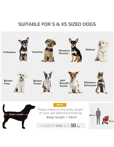 PawHut Pet Stroller Pushchair Foldable Travel Dog Cat Carriage w/ Reversible Handle Brake Basket