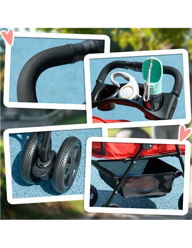 PawHut Dog Pram Dog Stroller Foldable Pet Pushchair with 4 Wheels, Safety Leashes, Cup Holder for Small Dogs, Red