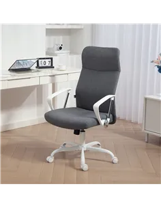 HOMCOM Fabric High Back Office Chair - Grey 2
