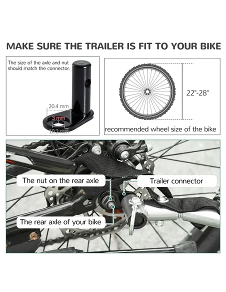 PawHut Steel Dog Bike Trailer Pet Cart Carrier for Bicycle Kit Water Resistant with Hitch Coupler Travel Black and Red