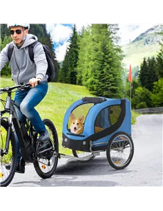 PawHut Steel Dog Bike Trailer Pet Cart Carrier for Bicycle Kit Water Resistant with Hitch Coupler Travel Black and Blue 2