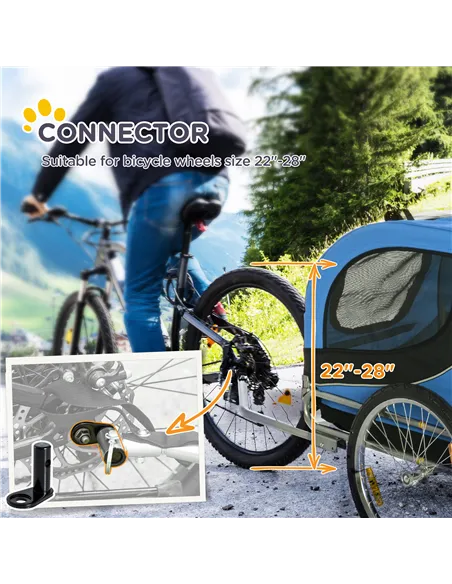PawHut Steel Dog Bike Trailer Pet Cart Carrier for Bicycle Kit Water Resistant with Hitch Coupler Travel Black and Blue