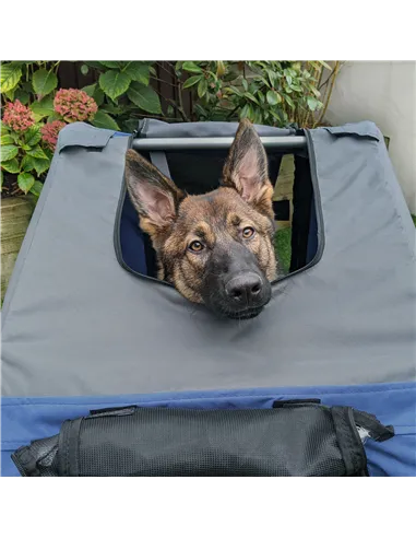 PawHut Folding Dog Bike Trailer Pet Cart Carrier for Bicycle Travel in Steel Frame with Hitch Coupler - Blue & Grey