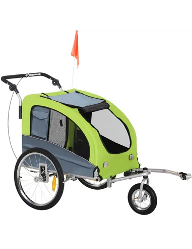 PawHut Dog Bike Trailer Pet Stroller Cart Carrier for Bicycle 360° Rotatable with Reflectors 3 Wheels Hitch Coupler Push/ Pull/ 