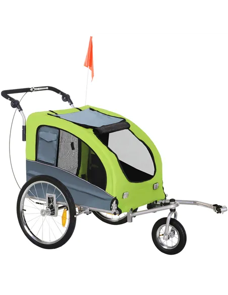 PawHut Dog Bike Trailer Pet Stroller Cart Carrier for Bicycle 360° Rotatable with Reflectors 3 Wheels Hitch Coupler Push/ Pull/ 