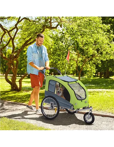 PawHut Dog Bike Trailer Pet Stroller Cart Carrier for Bicycle 360° Rotatable with Reflectors 3 Wheels Hitch Coupler Push/ Pull/ 