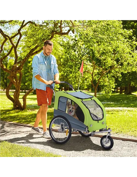 PawHut Dog Bike Trailer Pet Stroller Cart Carrier for Bicycle 360° Rotatable with Reflectors 3 Wheels Hitch Coupler Push/ Pull/ 