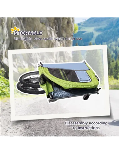 PawHut Dog Bike Trailer Pet Stroller Cart Carrier for Bicycle 360° Rotatable with Reflectors 3 Wheels Hitch Coupler Push/ Pull/ 