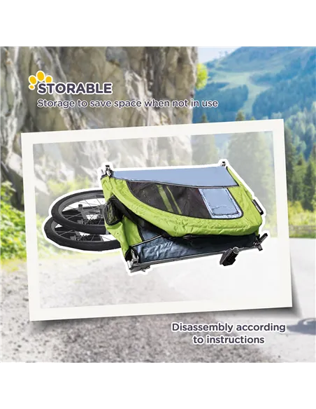 PawHut Dog Bike Trailer Pet Stroller Cart Carrier for Bicycle 360° Rotatable with Reflectors 3 Wheels Hitch Coupler Push/ Pull/ 