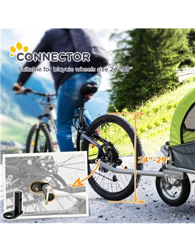 PawHut Dog Bike Trailer Pet Stroller Cart Carrier for Bicycle 360° Rotatable with Reflectors 3 Wheels Hitch Coupler Push/ Pull/ 