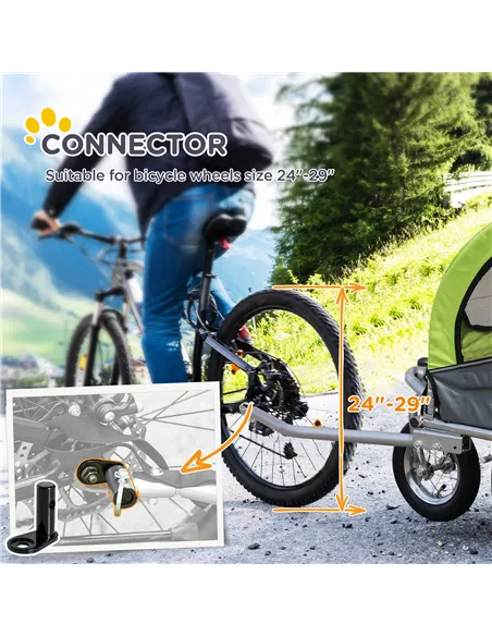 PawHut Dog Bike Trailer Pet Stroller Cart Carrier for Bicycle 360° Rotatable with Reflectors 3 Wheels Hitch Coupler Push/ Pull/ 