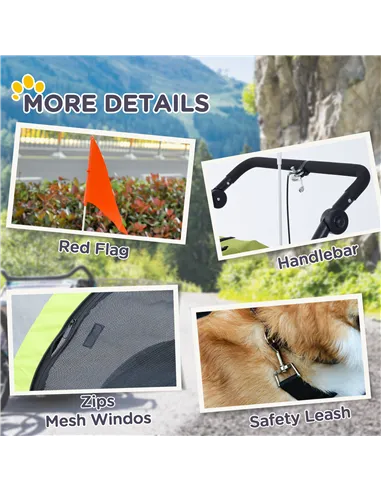 PawHut Dog Bike Trailer Pet Stroller Cart Carrier for Bicycle 360° Rotatable with Reflectors 3 Wheels Hitch Coupler Push/ Pull/ 