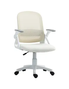 HOMCOM Breathable Mesh Office Chair, Ergonomic Swivel Computer Chair with Flip-up Armrests, Lumbar Back Support for Home/Office,