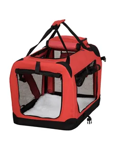 PawHut Foldable Pet Carrier for Small and Miniature Dogs, Portable Cat Carrier Soft Side Pet Travel Crate with Removable Mat, St