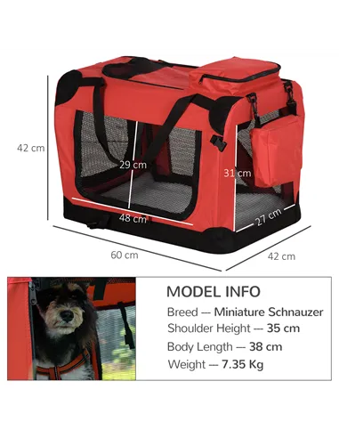 PawHut Foldable Pet Carrier for Small and Miniature Dogs, Portable Cat Carrier Soft Side Pet Travel Crate with Removable Mat, St