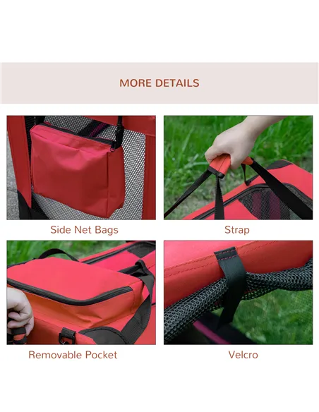 PawHut Foldable Pet Carrier for Small and Miniature Dogs, Portable Cat Carrier Soft Side Pet Travel Crate with Removable Mat, St