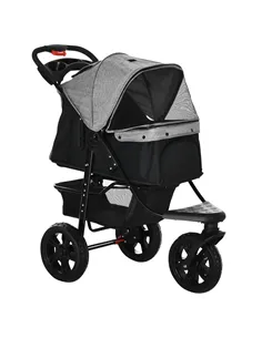 PawHut Dog Pram Dog Stroller Pet Stroller, 3 Wheels Dog Pushchair with Brake, for Small Miniature Dogs, Cats, Red